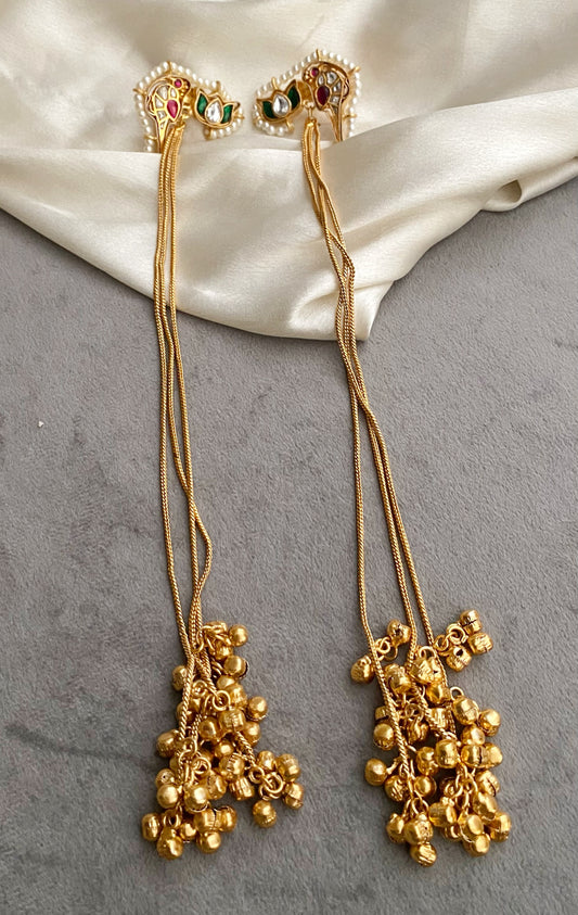 Bird Ghungroo tassel earrings
