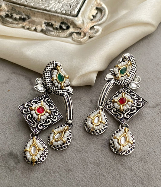 Multicolor bani peacock earrings