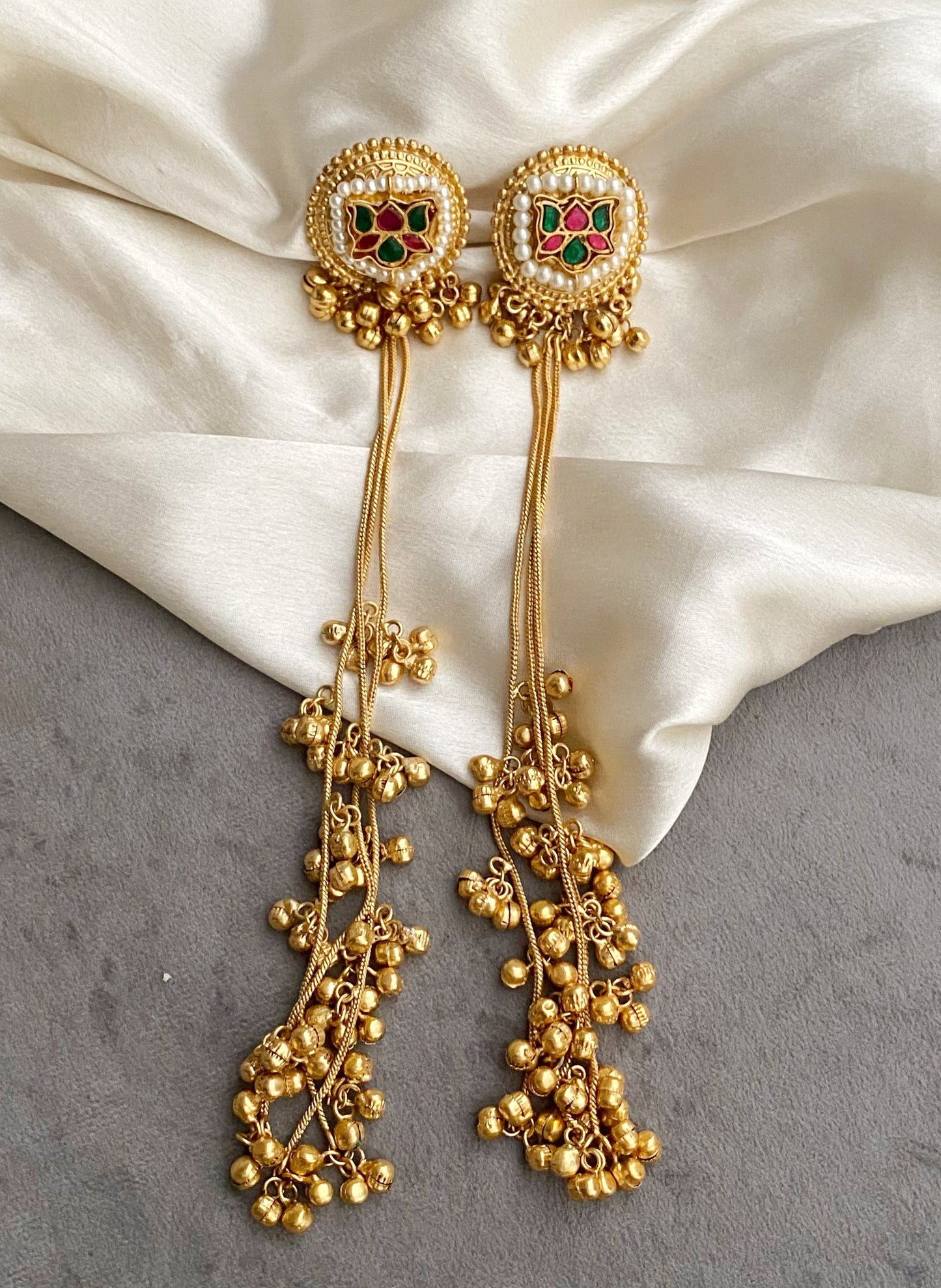 Lakshita long ghungroo tassel earrings