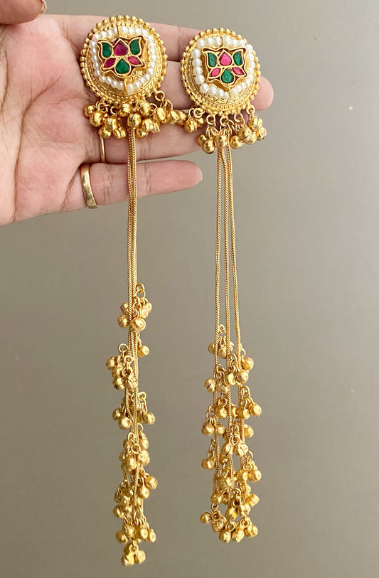 Lakshita long ghungroo tassel earrings