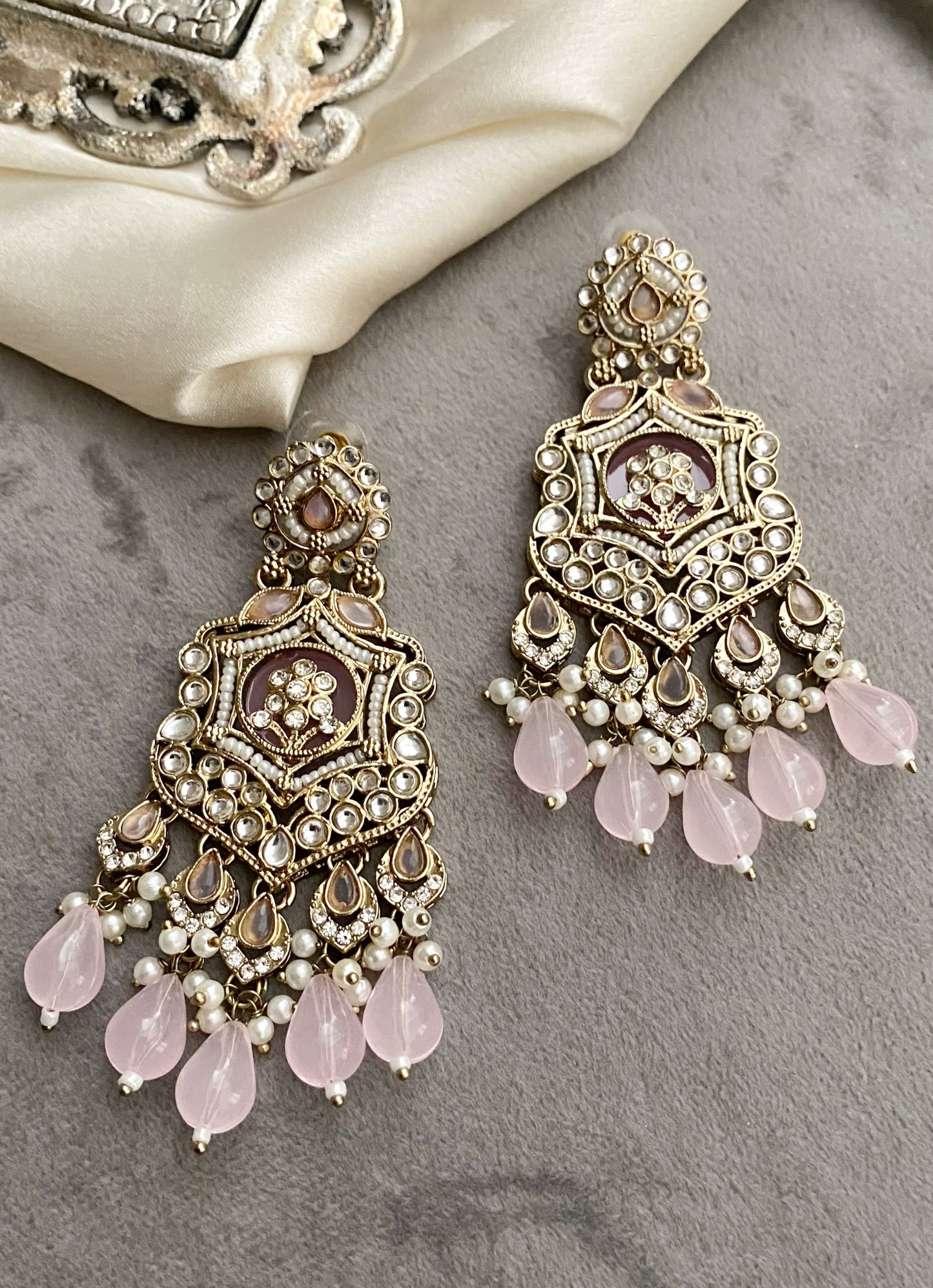 Baby Pink Mohini Kundan Earrings