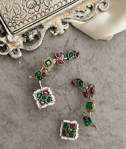 Multicolor Dual tone Earcuff Earrings