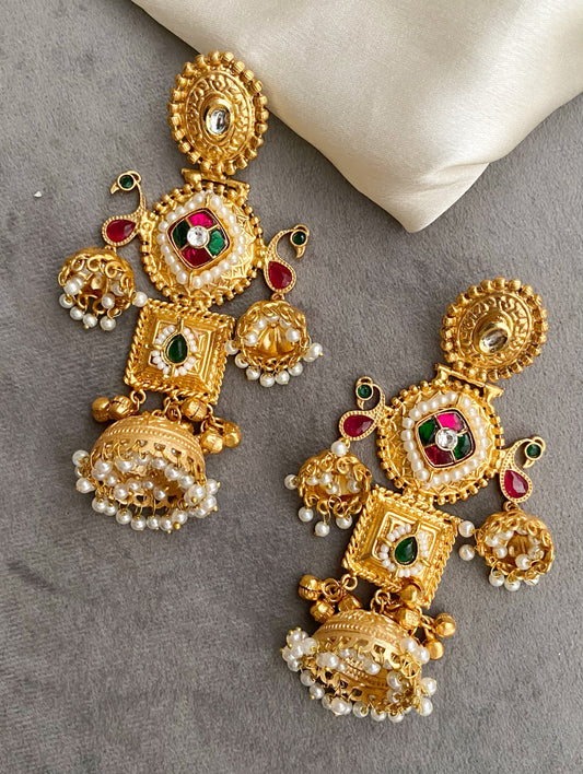 Ridhi Golden Jhumka Earrings