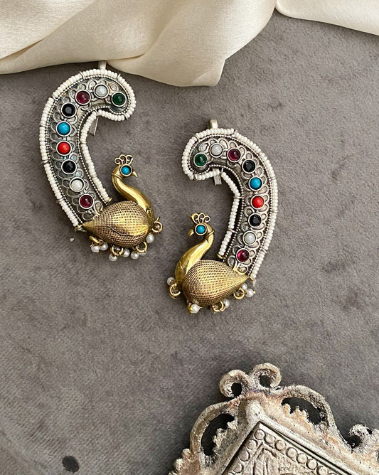 Multicolor dual tone earcuff earrings