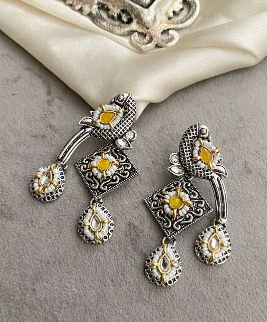 Yellow bani peacock earrings