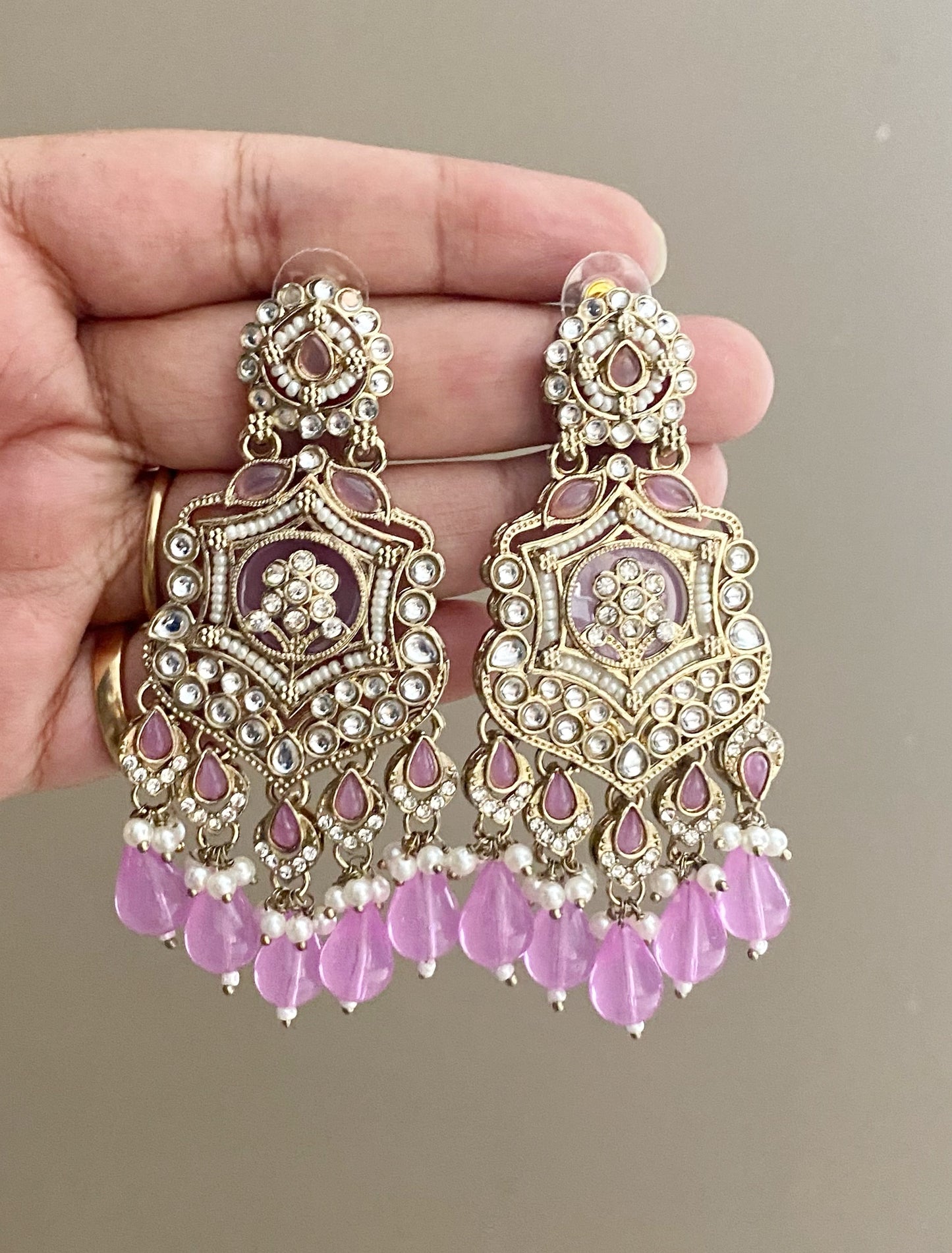 Lilac Mohini Kundan Earrings