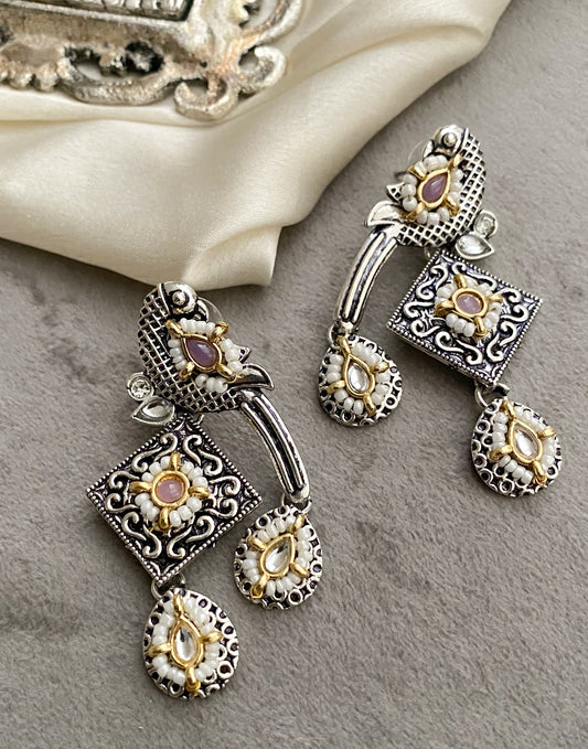 Baby Pink bani peacock earrings