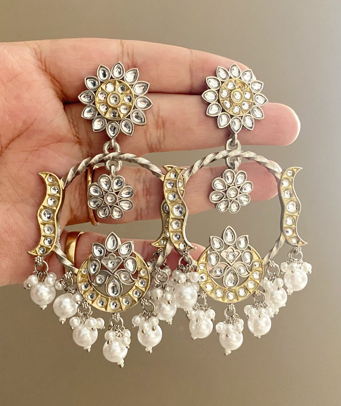 Archana dual tone kundan earrings