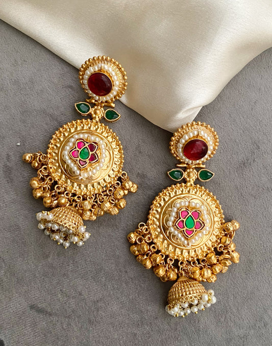 Vishika Golden Jhumka Earrings