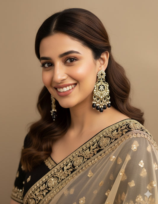 Black Mohini Kundan Earrings