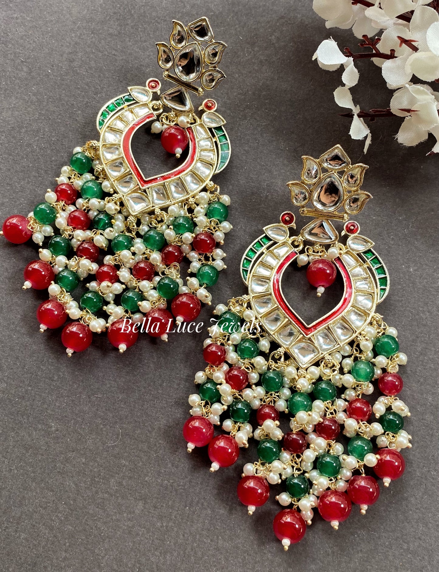 Amruta Red and green Earrings