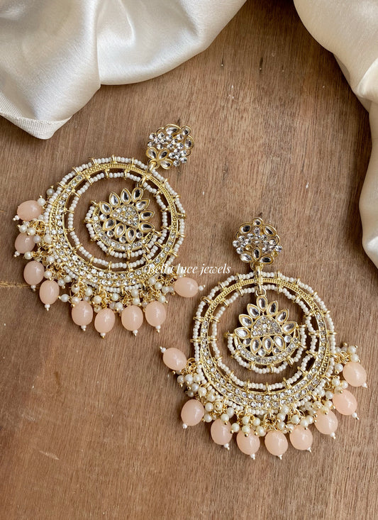 Peach Pahal Kundan Chandbali