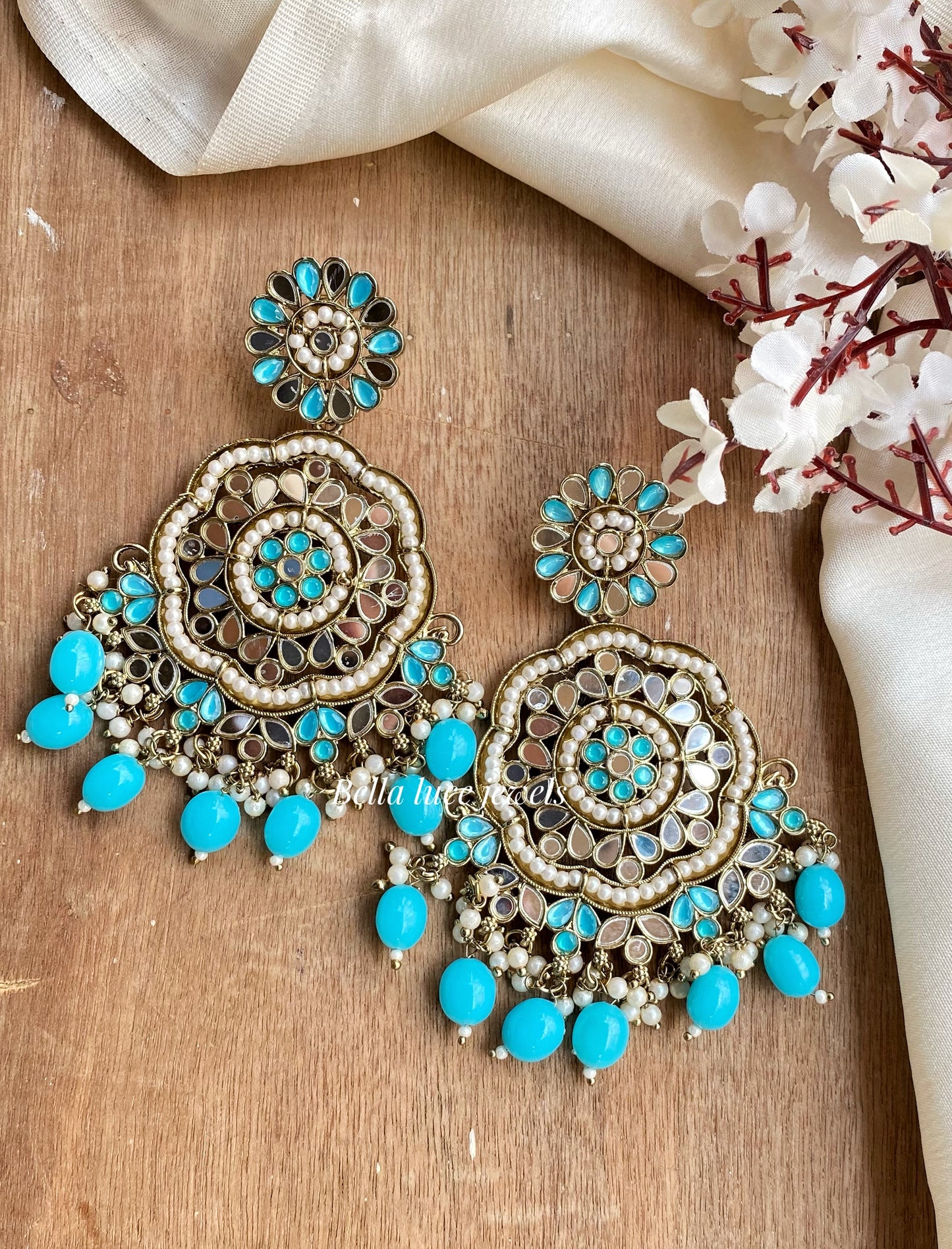 Aqua Blue Mirror Earrings