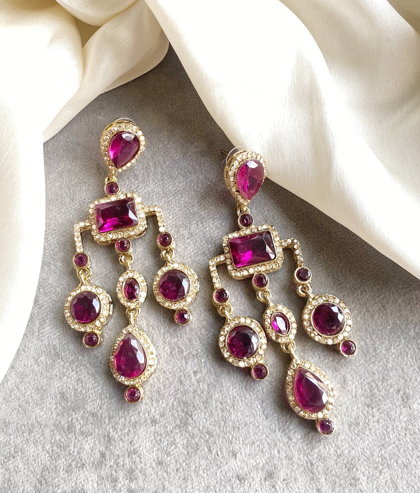 Magenta Pink Jasmine Dangler Earrings