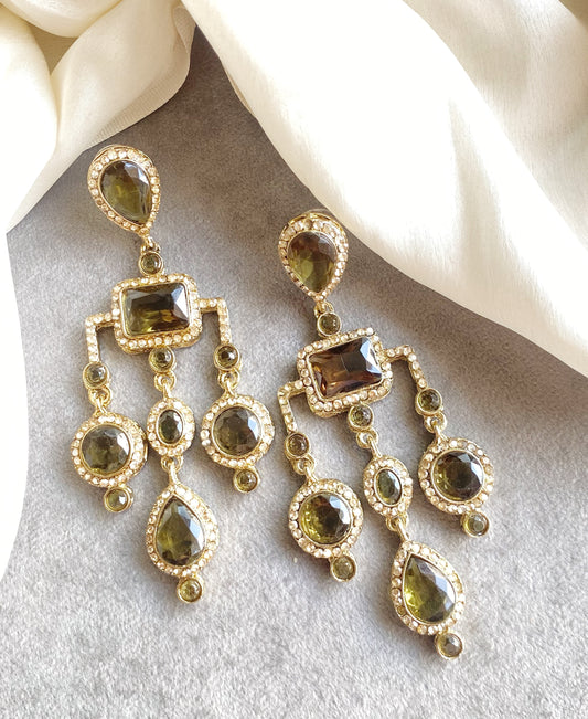 Olive Green Jasmine Dangler Earrings