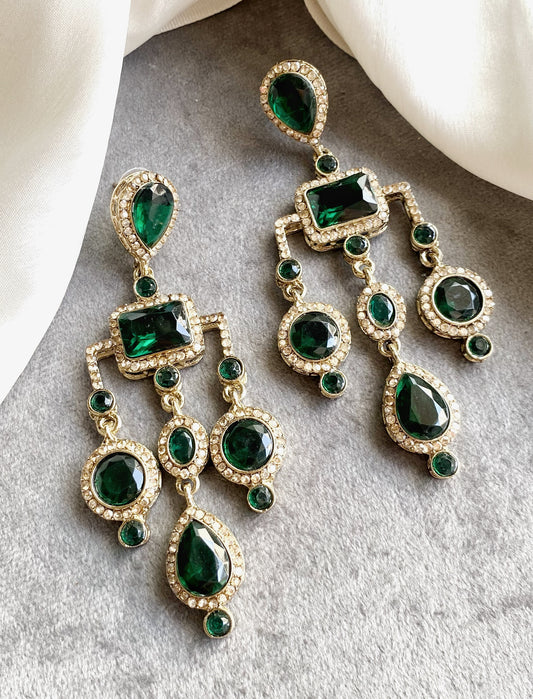 Emerald Green Jasmine Dangler Earrings