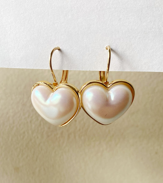 Pearl Heart hoops earrings