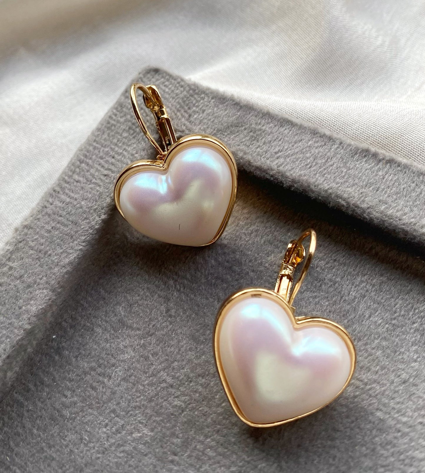 Pearl Heart hoops earrings