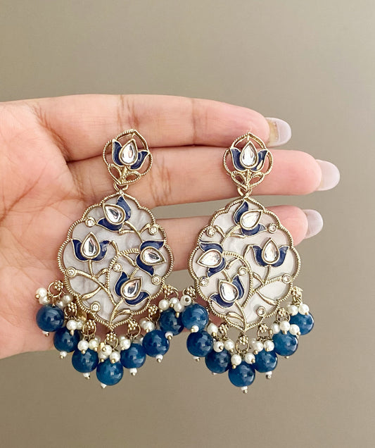 Dia Blue MOP kundan Earrings