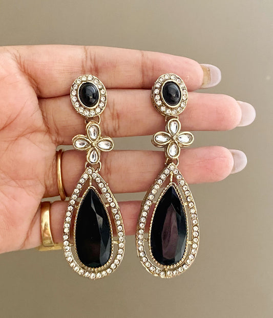 Jade Black dangler earrings