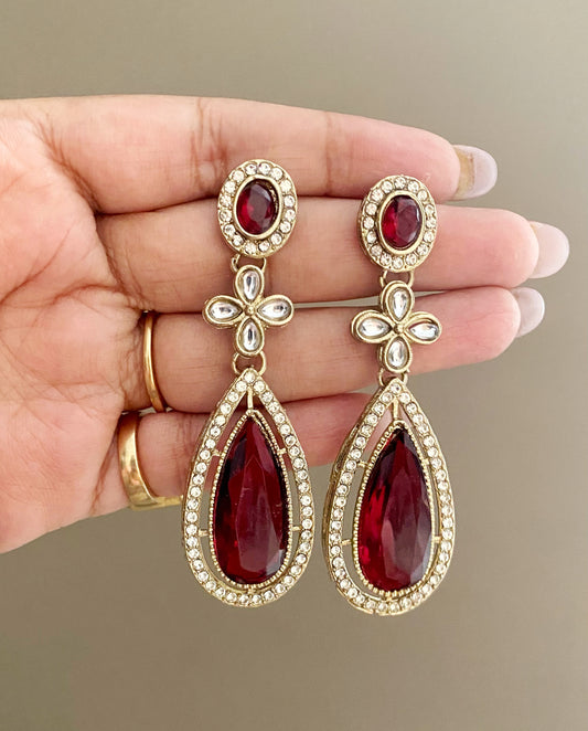 Jade maroon dangler earrings