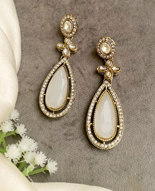 Jade White dangler earrings