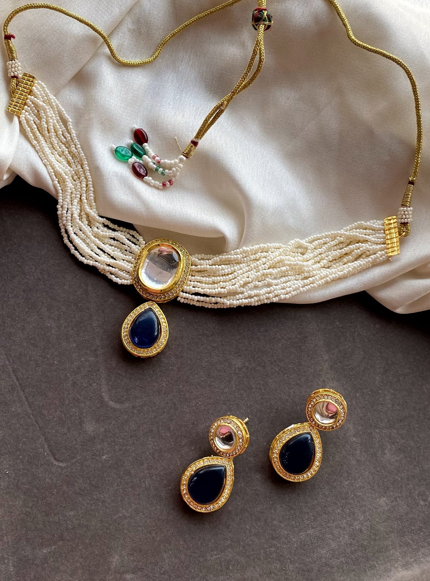 Blue Namita kundan Choker Necklace Set