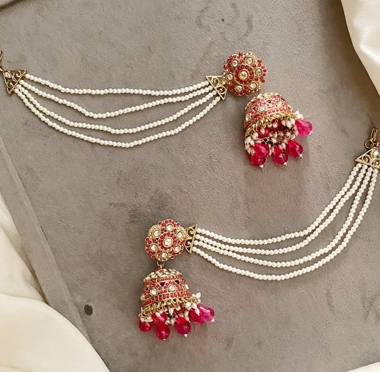 Bidisha Pink sahara jhumka earrings