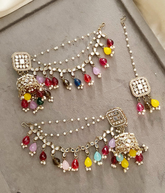 Multicolor saanvi sahara mirror jhumka earrings