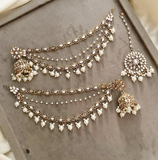 Kanak ivory sahara jhumka earrings