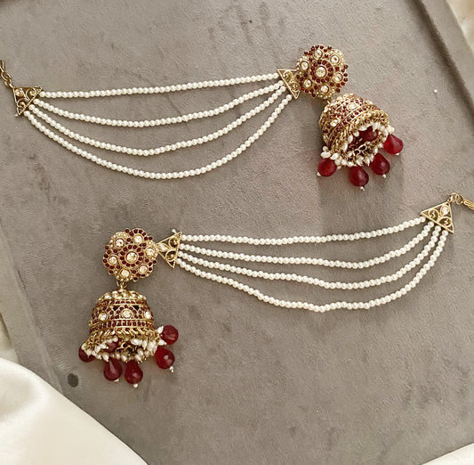Bidisha red sahara jhumka earrings