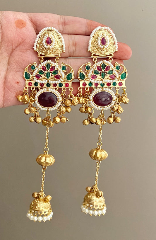 Juhi Maroon kashmiri jhumka earrings
