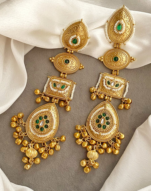 Rajni green long danglers