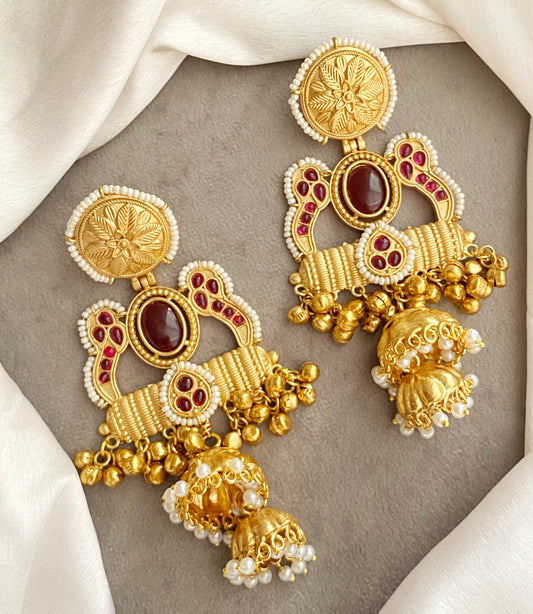 Smriti Maroon jhumka earrings