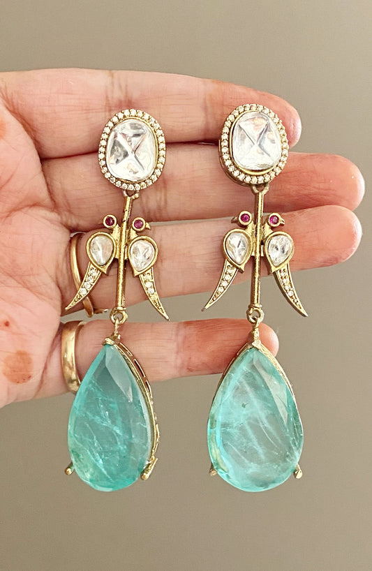 Mint Mayur mossionite earrings