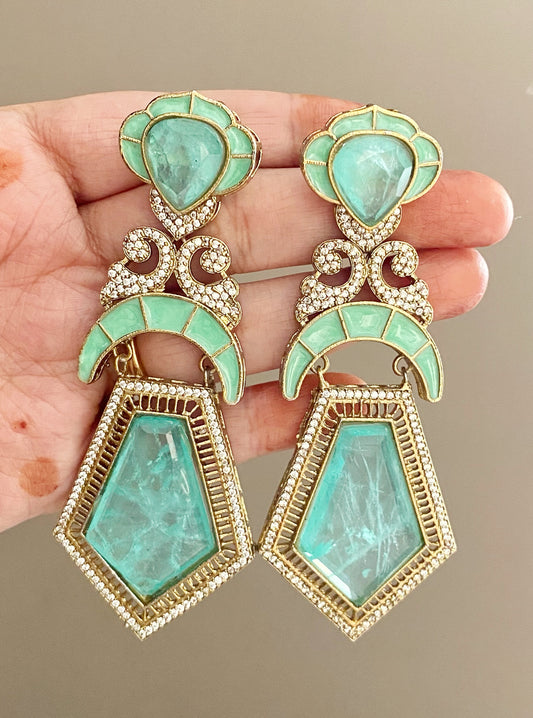 Mint jhia mossionite earrings