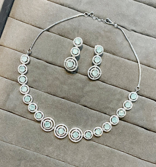 Rumani rhodium Plated American diamond ne