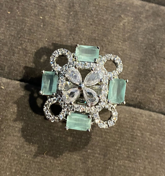 Nitya rhodium plated american diamond rings