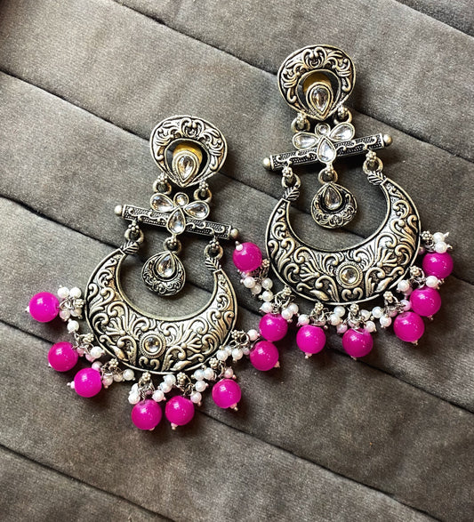 Bhoomi silver kundan chandbali earrings