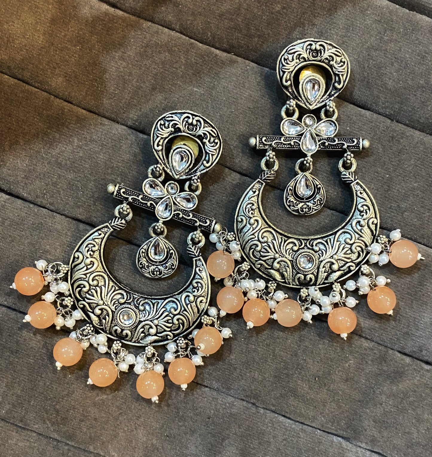 Bhoomi silver kundan chandbali earrings