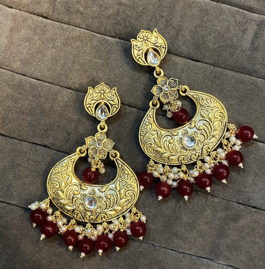 Jayanti golden kundan chandbali earrings