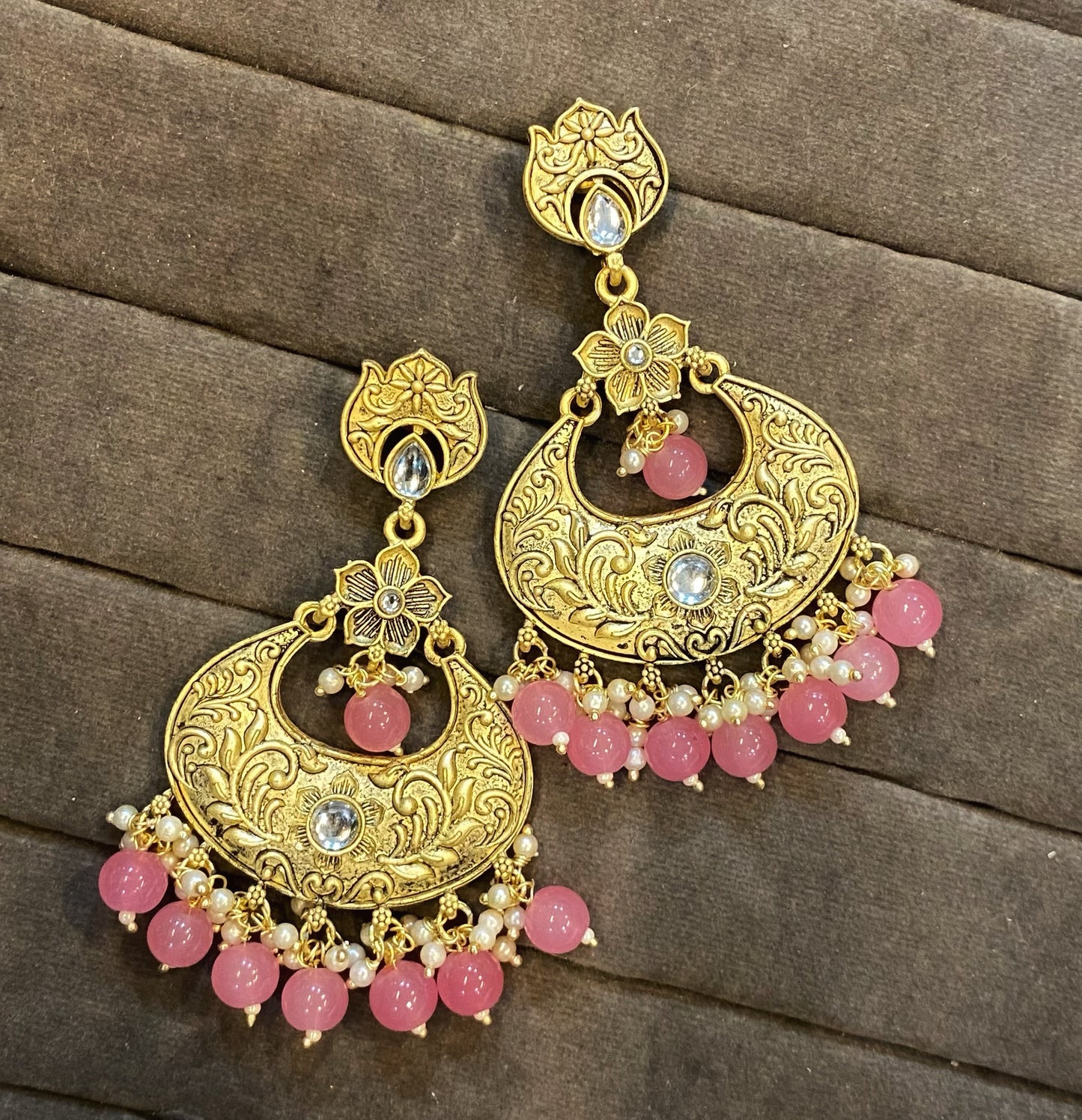 Jayanti golden kundan chandbali earrings