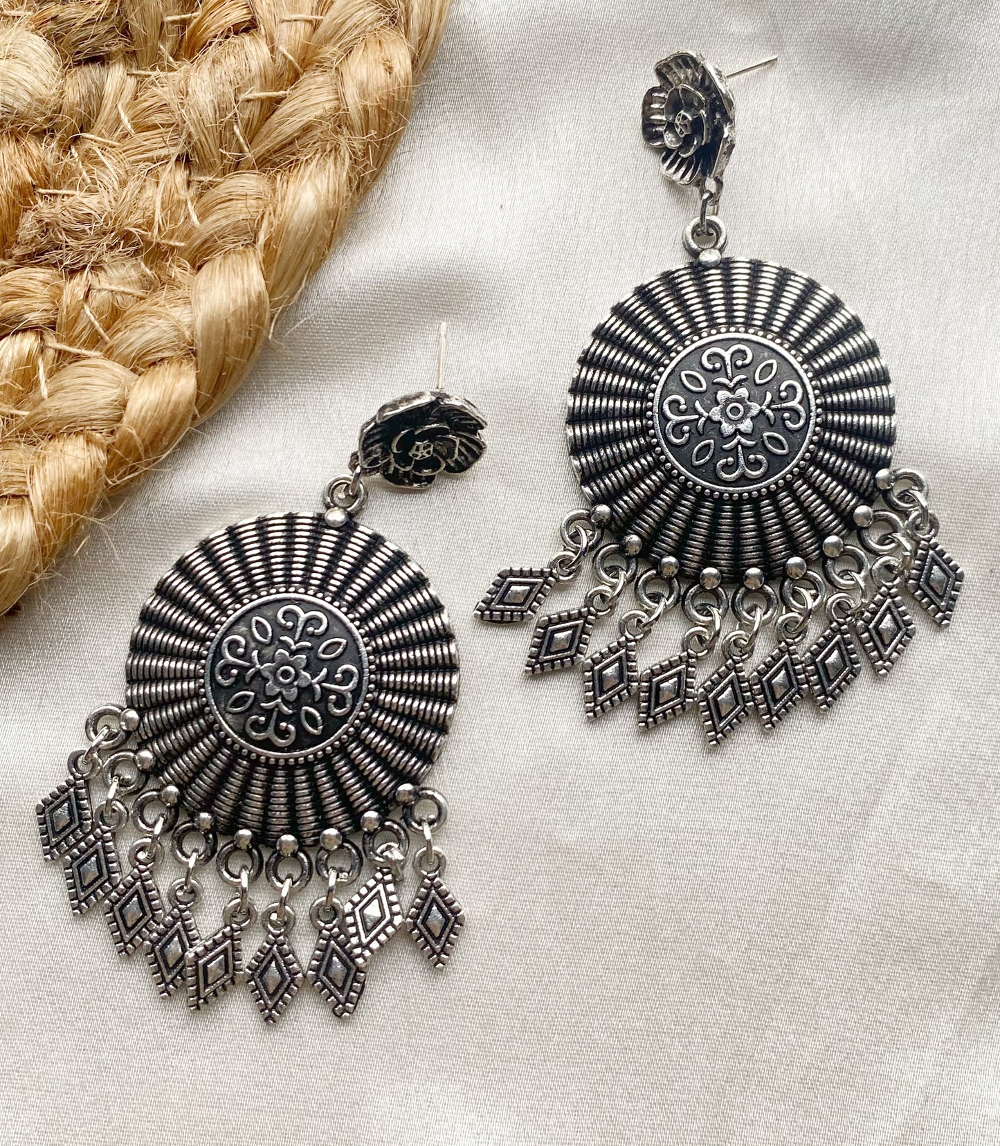 Mandala oxidised earrings