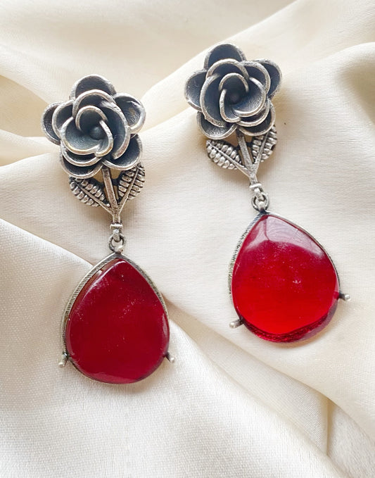 Rose oxidised earrings