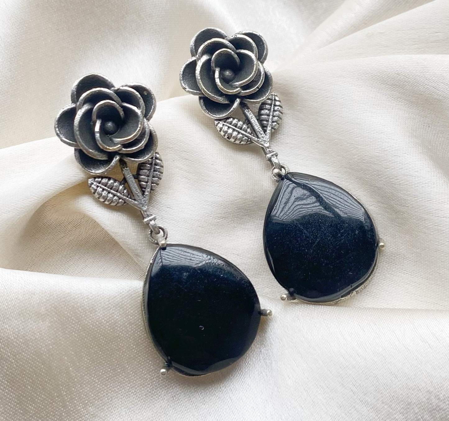 Rose oxidised earrings