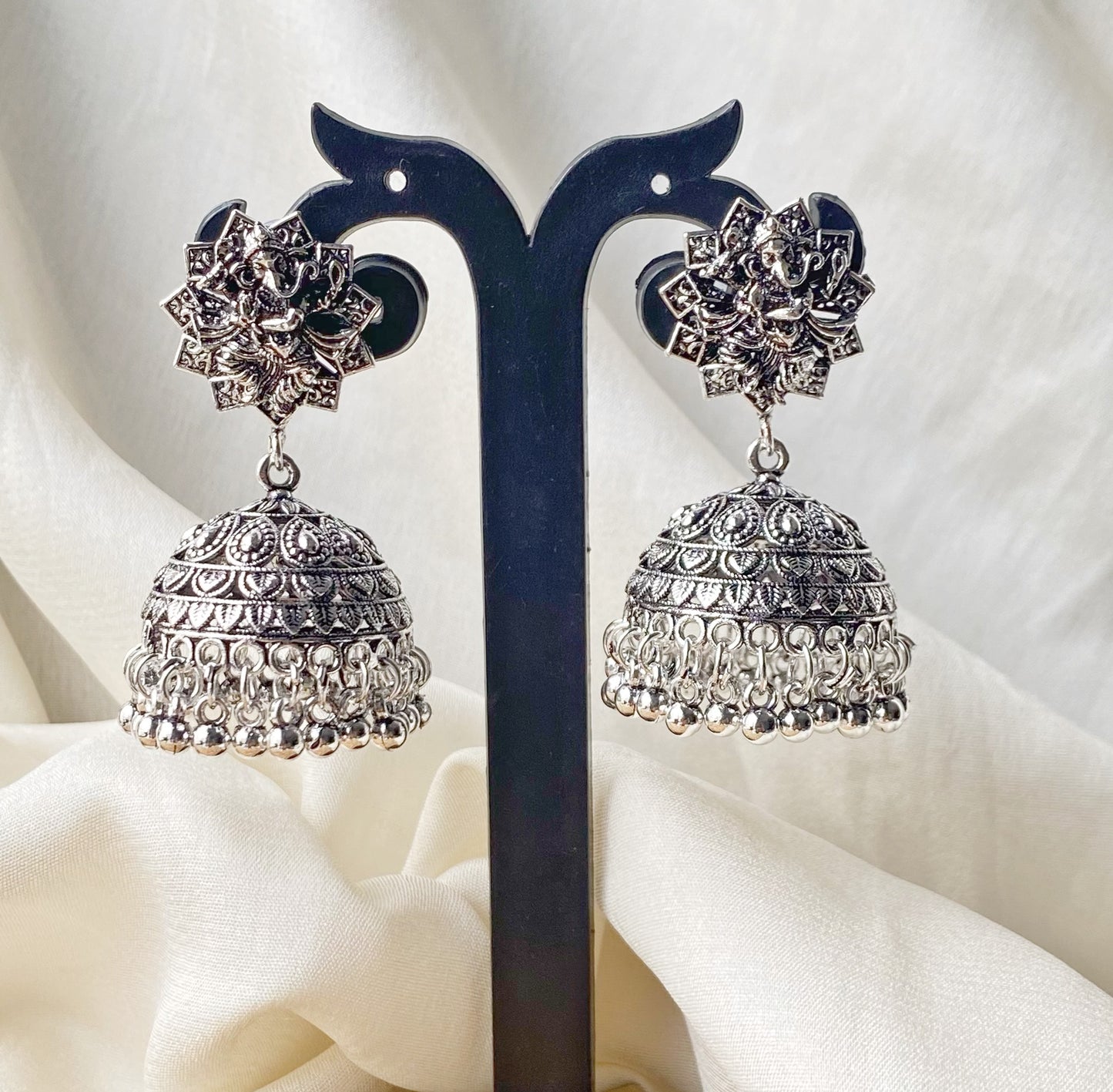 Ganesha oxidised jhumka