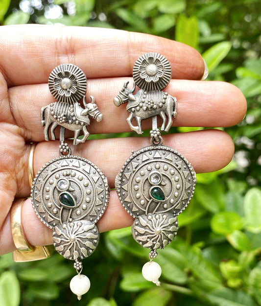 Kavya oxidised dangler earrings