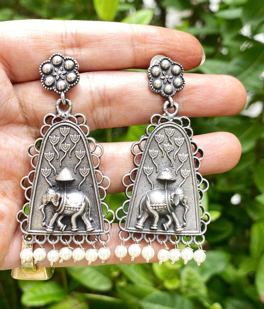 Ritu elephant oxidised earrings