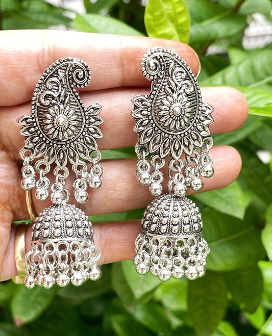 Manya oxidised jhumkas