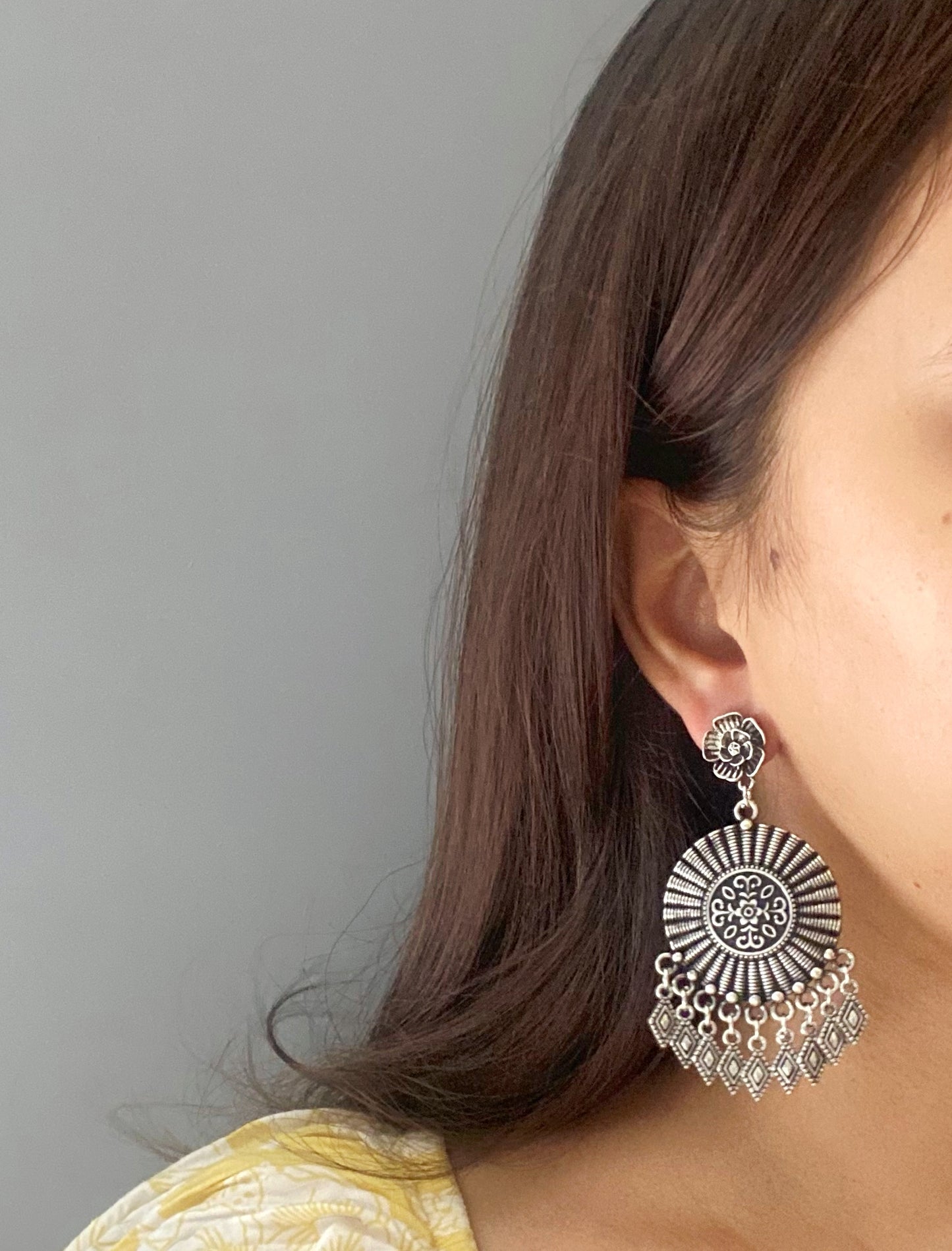 Mandala oxidised earrings